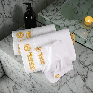 Factory Wholesale 5 Star Luxury Hotel Bath Towels Set 100% Cotton Woven Hypoallergenic Eco-Friendly Compressed 32x32cm Logo