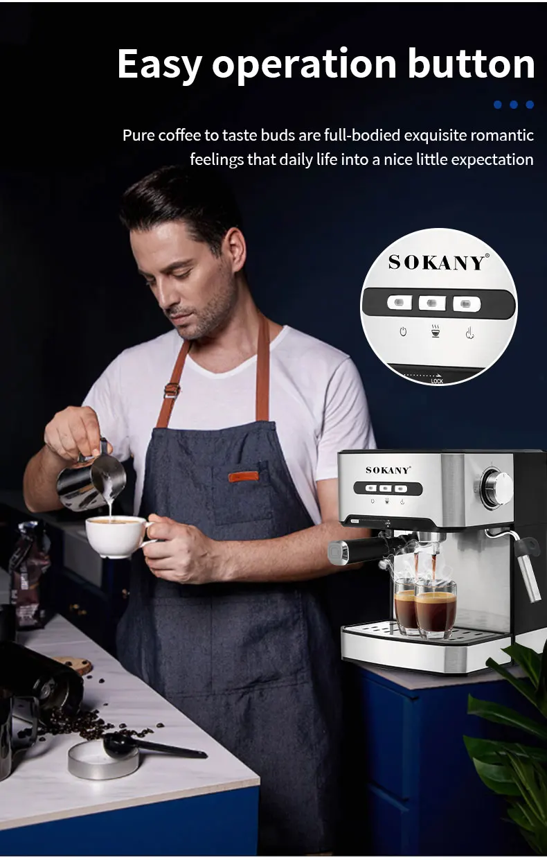 Sokany Coffee Italian Machine 15bar High Quality Espresso Coffee