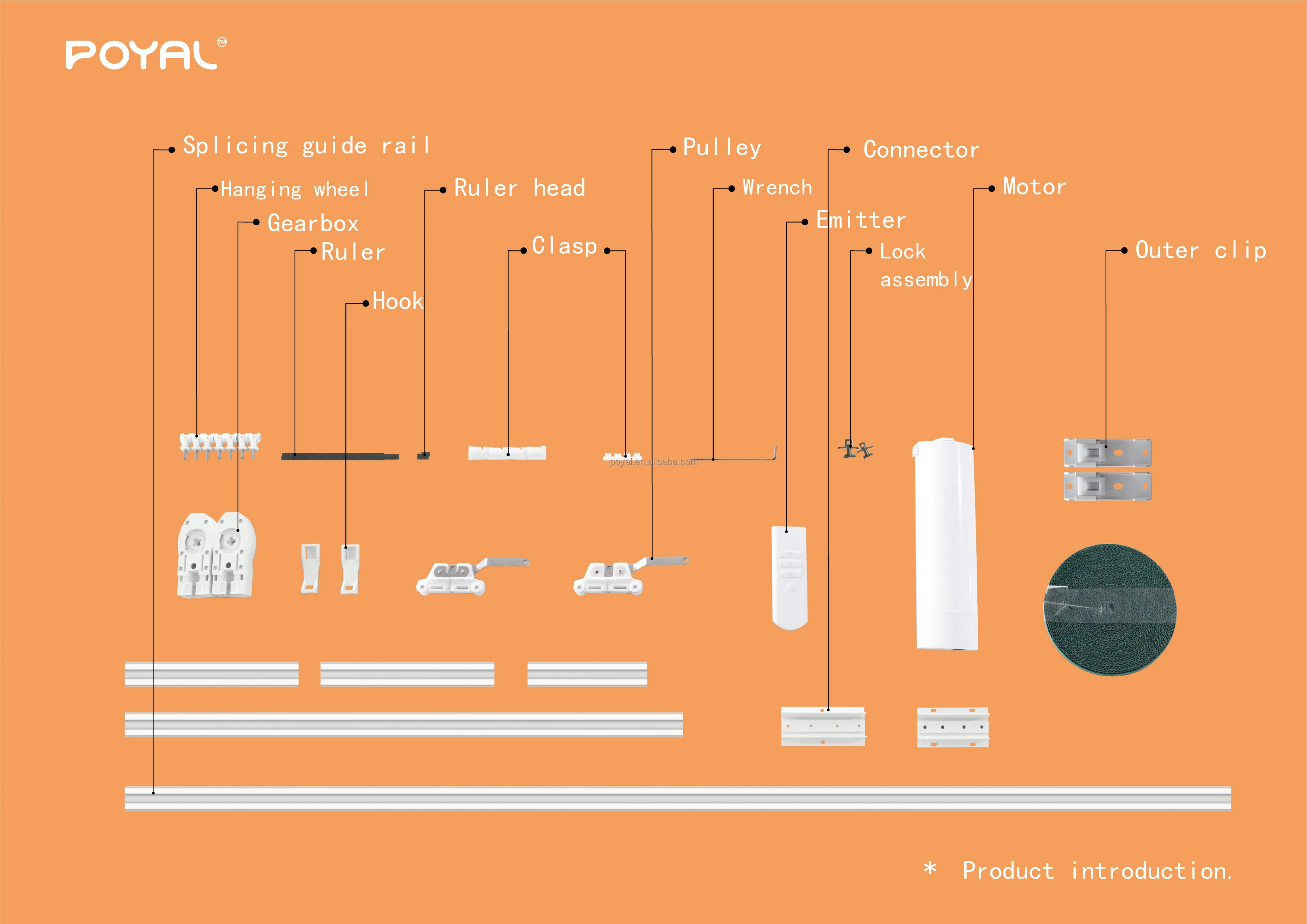 Poyal Motorized Smart Motor Double Ceiling Electric Curtain Track