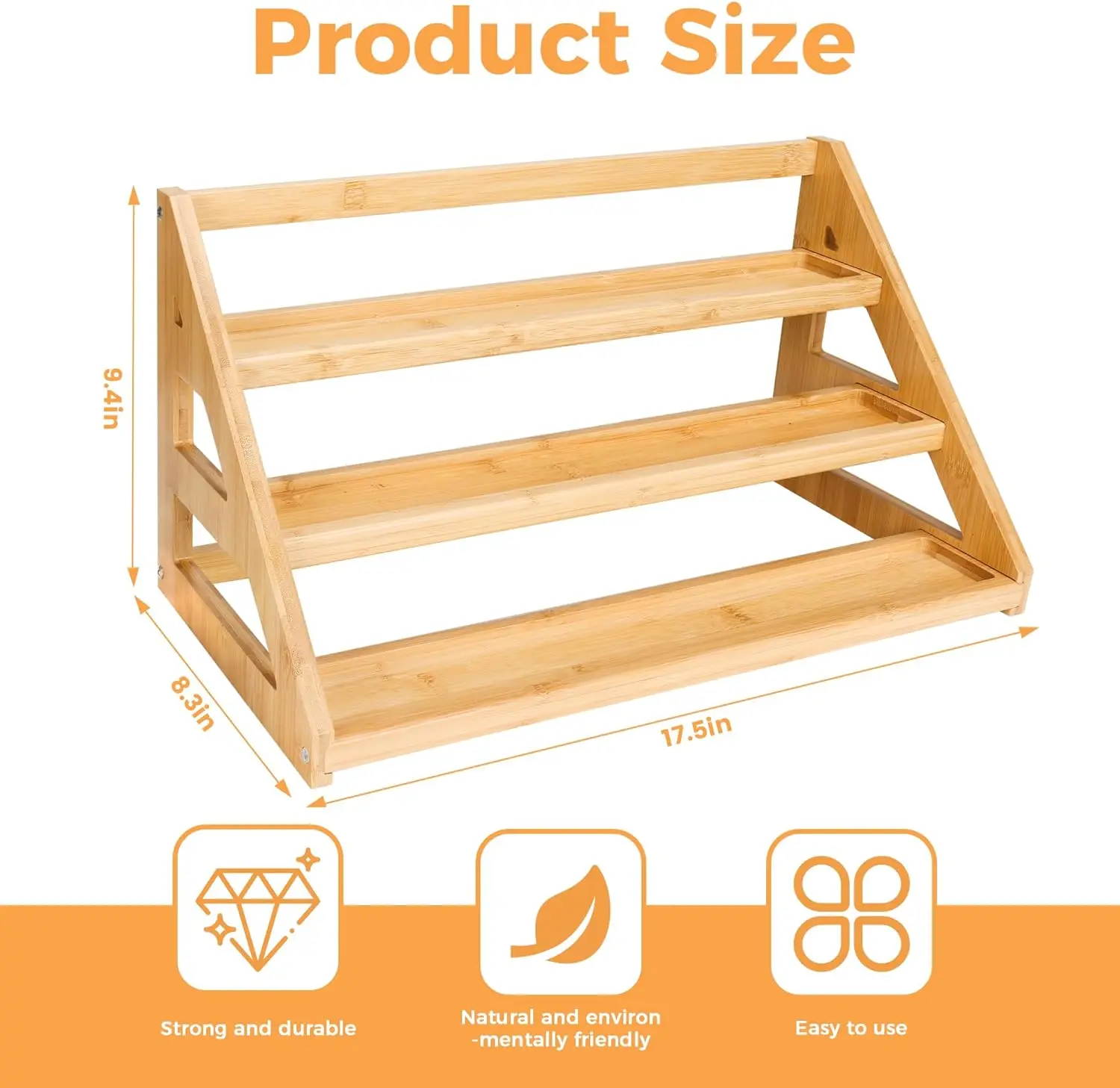 product wooden 3 tiered bamboo spice rack countertop pantry organizer for cabinet for kitchen food organization-0