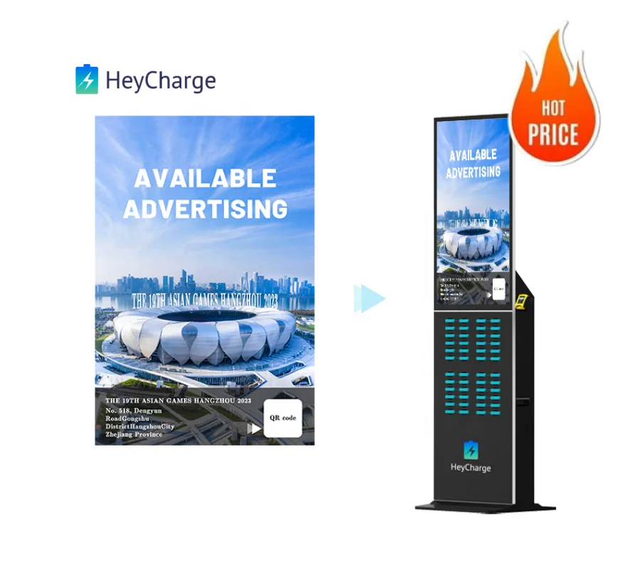 Digital Signage Ad Screen Shared Portable Phone Charger Sharing Power Bank Rental Station with POS Vending Machine