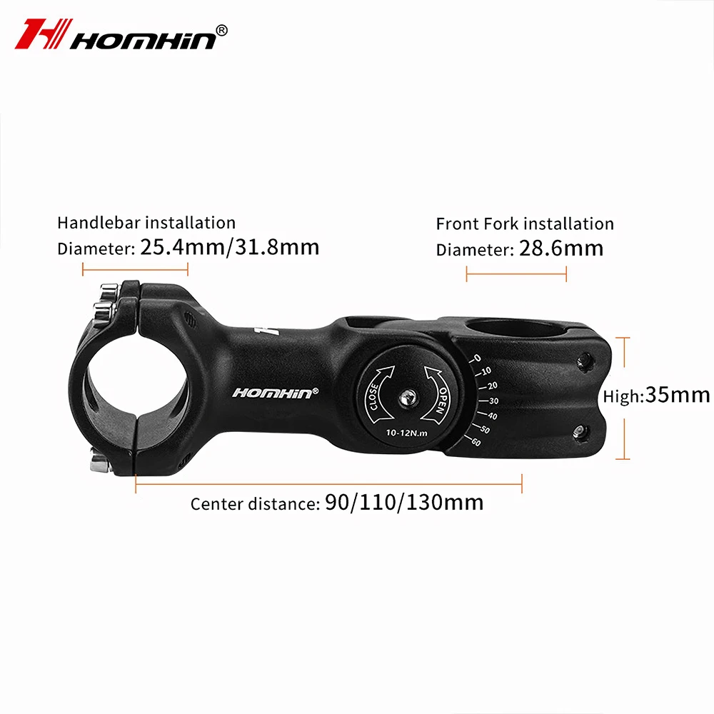 LUNJE Mountain Bike Stem BMX Cycle Handlebar and Roadbike Stem  Aluminum Alloy Handlebar Parts Accessories Bicycle Stem