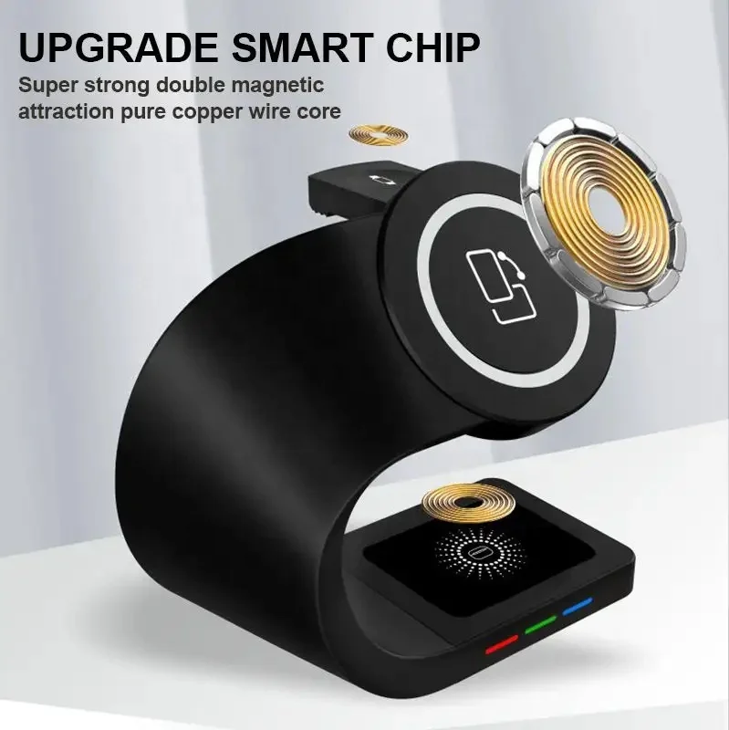 4 in 1 Infrared Sensor Fast Charging Station 15W 2023 Multifunction Smart Magnetic Wireless Charger Stand for Phone Watch