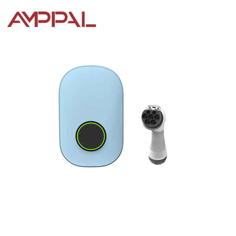AMPPAL 7kw Smart Ocpp EV Charging Station Wall Box Mode 3 Car Charger with Type 2 Plug Output Current 32A