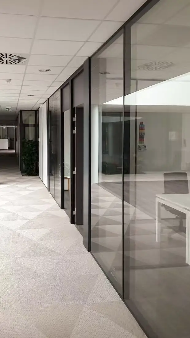 Modular Aluminum Partition Wall System with Built-in Glass Doors for ...