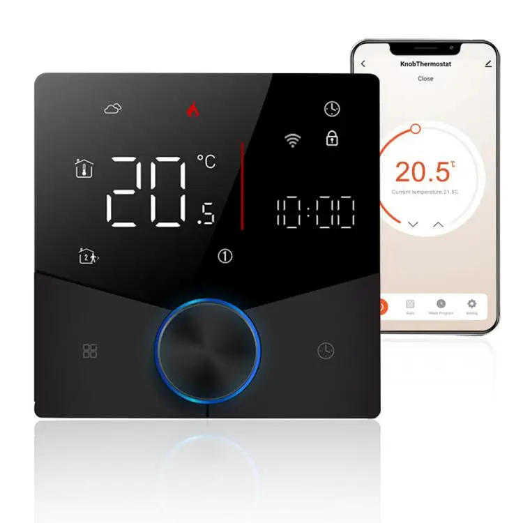 Smart Tuya WiFi Thermostat Voice Control Digital Weekly Programmable Temperature Controller Digital Smart Knob Thermostat with D