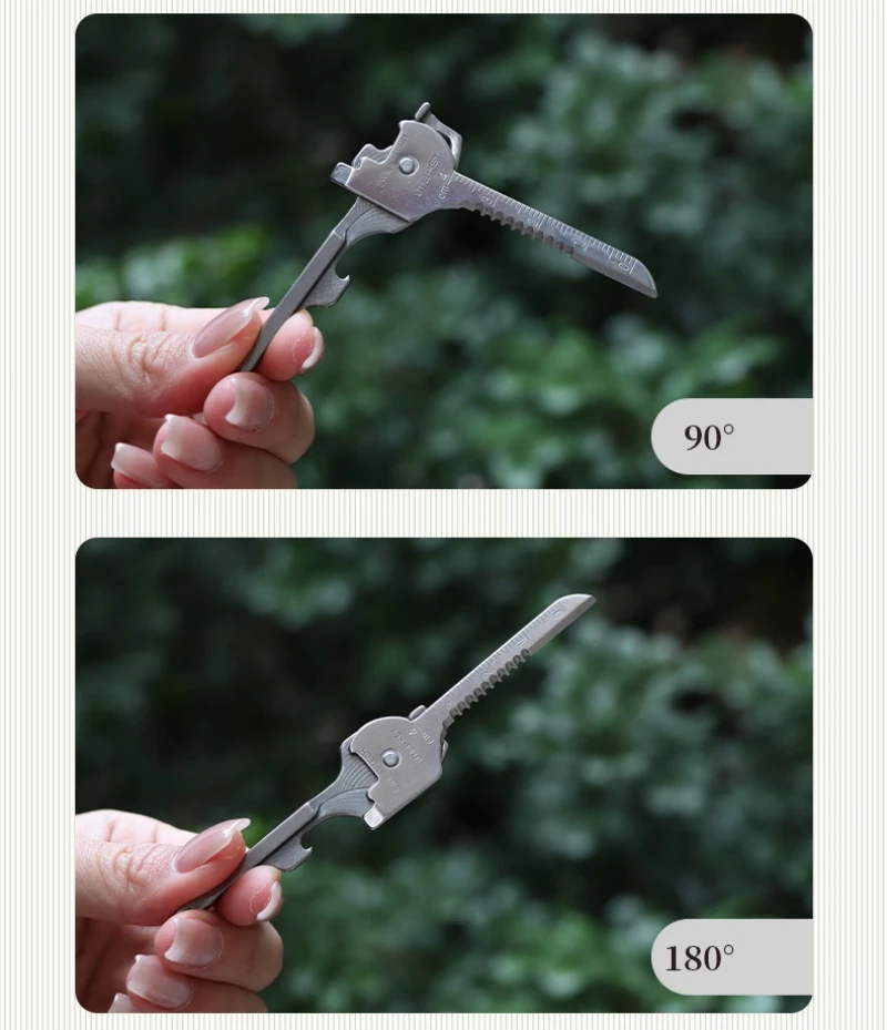 EDC Multi Tool 6 in 1 Stainless Steel Utili-Key Key Ring Chain Pendant Pocket Rope Cutter Mini Knife Screwdriver