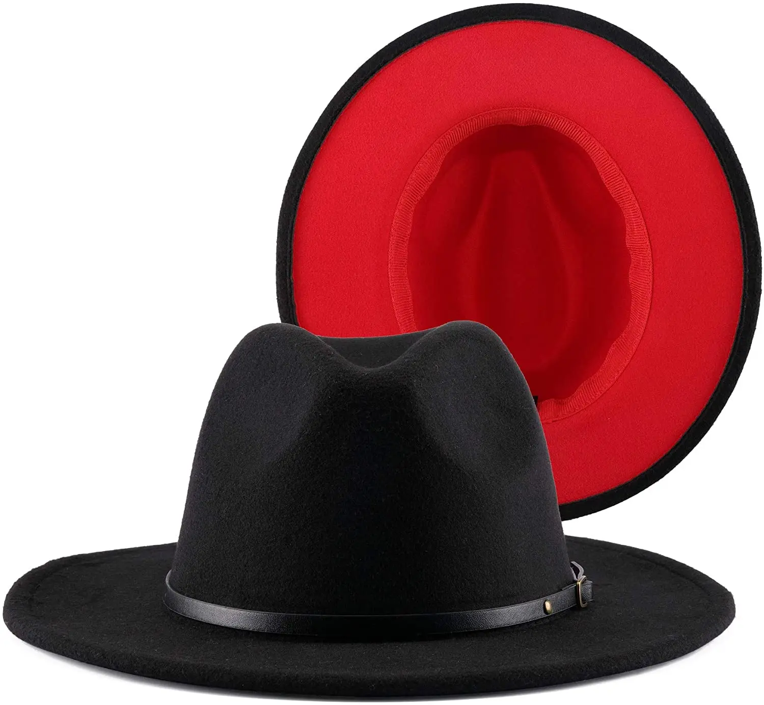 New Elegant Lady Winter Autumn Wide Brim Hat Women Wool Fedora Felt Hat With Pearl