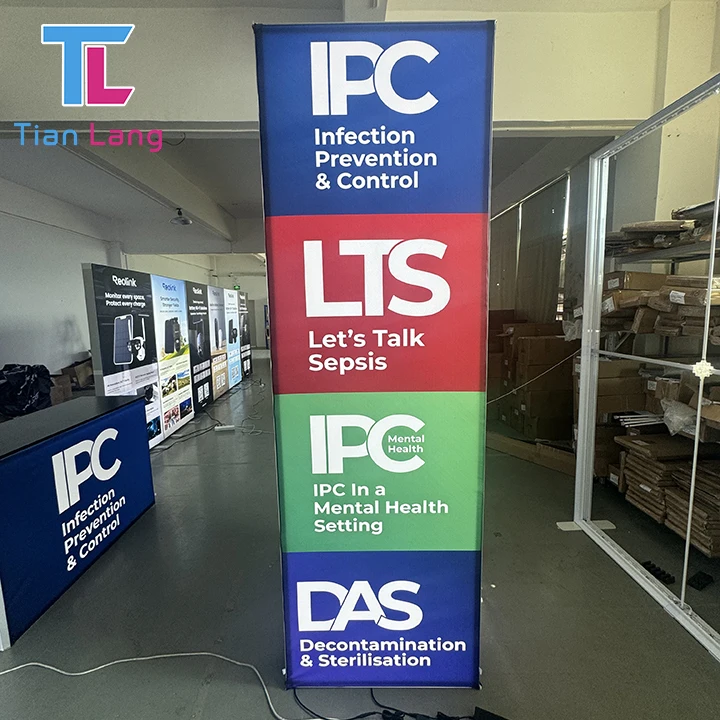 Alta Qualità Torre Retroilluminata in Alluminio Display Pubblicitario per Fiere con Illuminazione LED