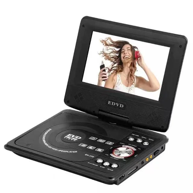 7.5 Inch LED Screen  Rechargeable Battery Analog TV USB FM Portable DVD Player