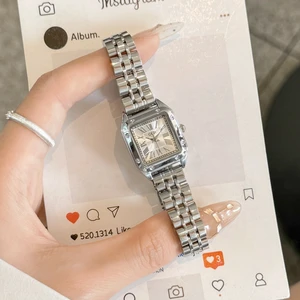 Luxury Women's Stainless Steel Band Watch Elegant Square Design with Golden Dial New New Fashion Quartz Watches for Women