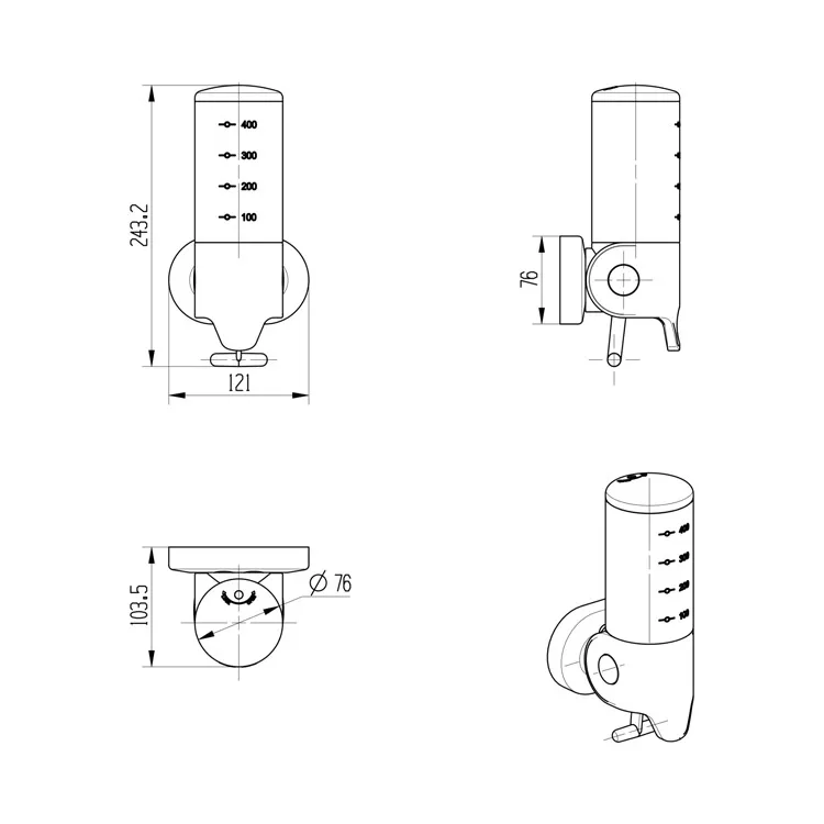 ABS Plastic Wall Mounted Liquid Soap Dispenser Hotel Shampoo Dispenser