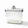 Transparent box, white lid with grey handle & buckle