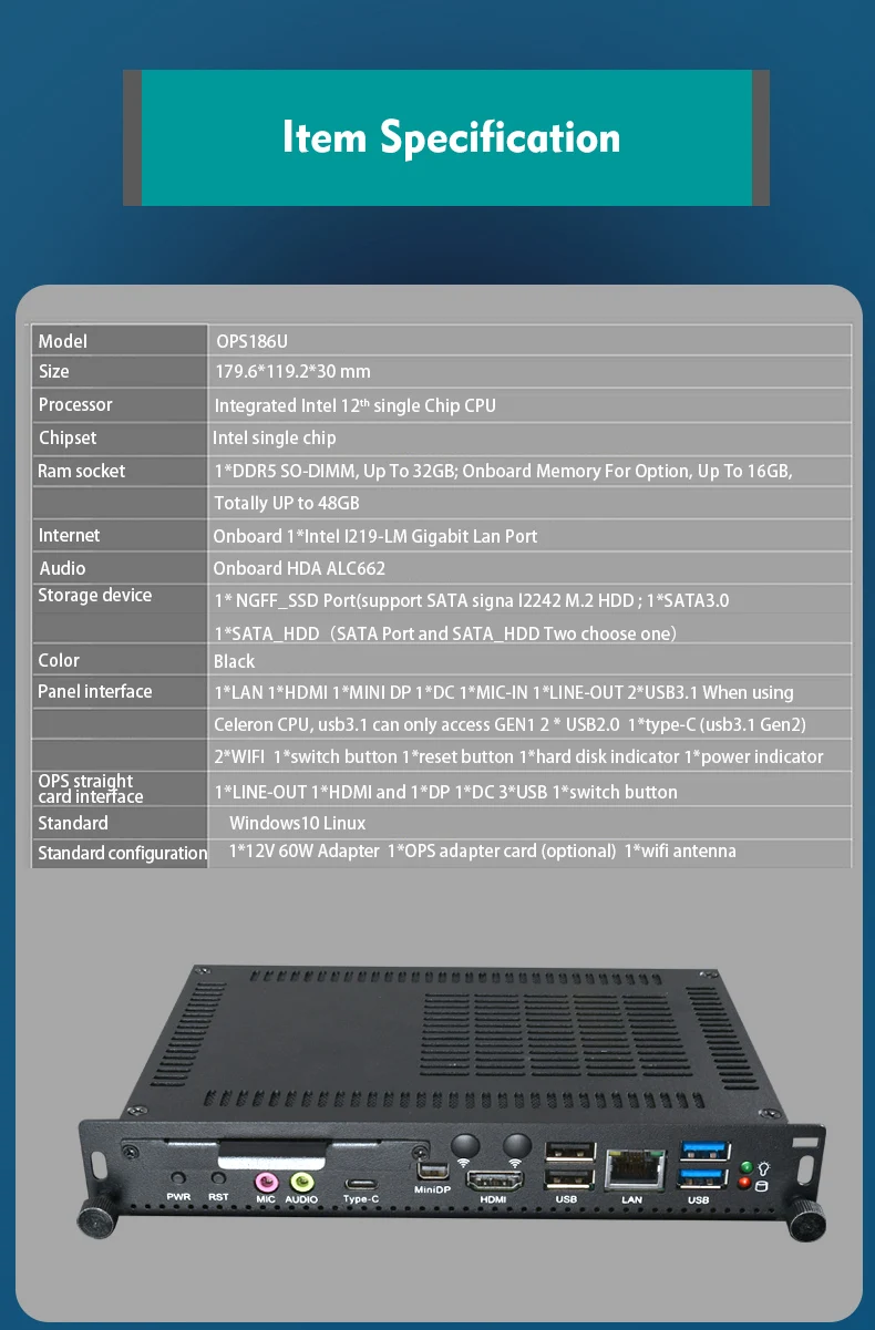 Zunsia Ops Mini PC 12th Gen I7-1255U Alder Lake Core I7 DDR5 48GB 2.5G ...