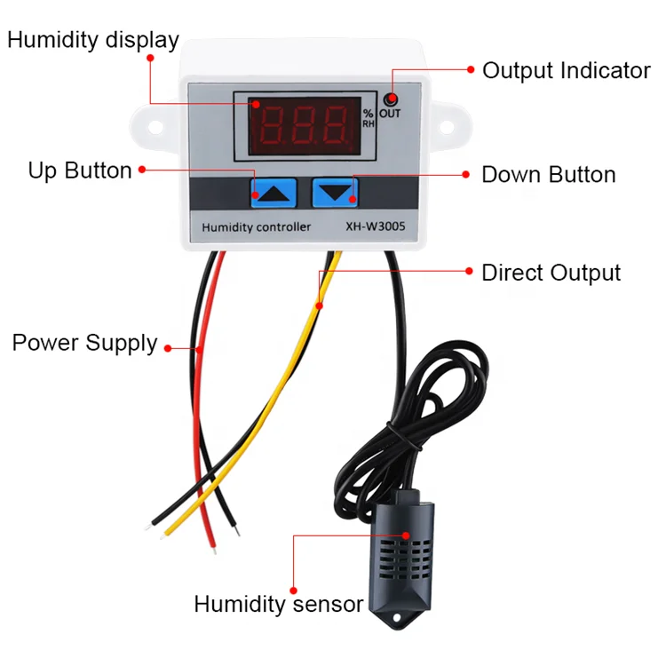 Digital Thermostat Humidistat Humidity Temperature Controller With Sensor  XH-W3005 Humidity Temperature Controller