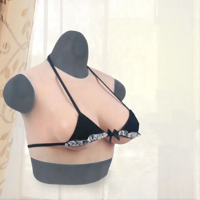 Simulation Chest B C D E G Cup False Breast Forms Cosplay Drag Queen Male to Shemale Realistic Round Collar Silicone Fake Boobs