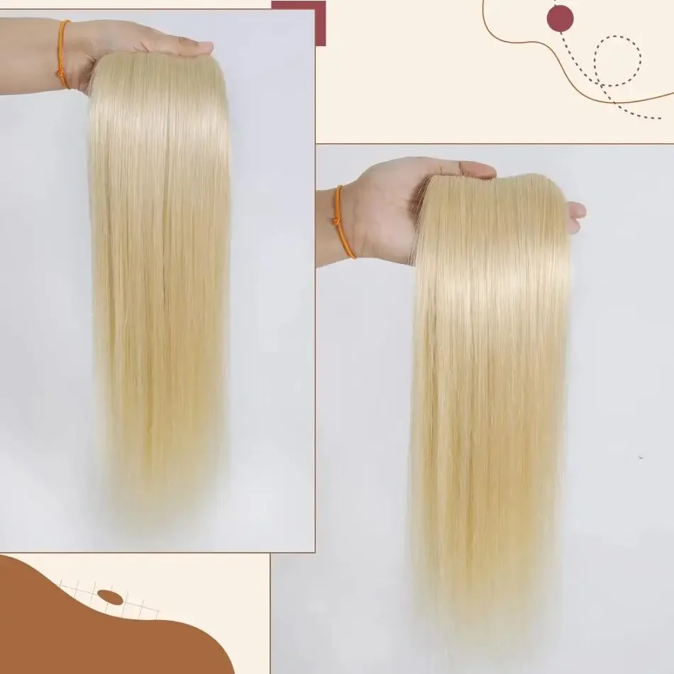 Blonde Echthaar-Verlängerung #613 Farbe Glattes Haar Extensions für Frauen_voghion.com