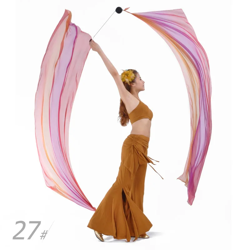 Velo De Seda De Danza Del Vientre De 200 X 90 Cm – Bola De Seda Colorida Con Tratamiento Especial Para Evitar Deshilachado