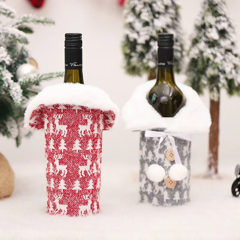 Christmas Wine Bottle Cover Merry Christmas Wine Bottle Toppers Decorative Navidad Noel For Table Christmas Decorations