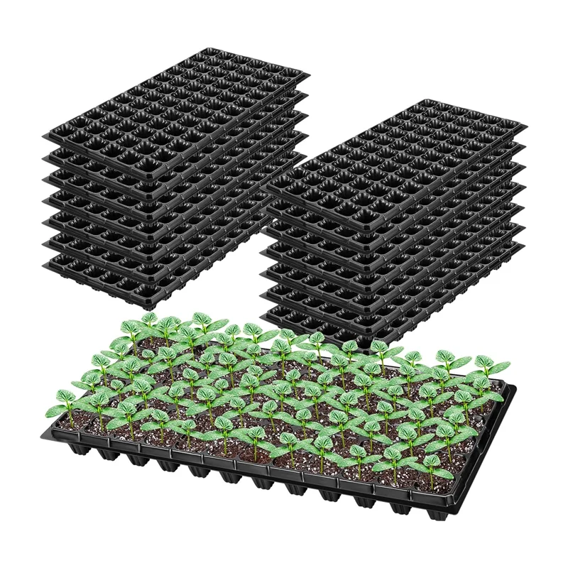 Vegetable Pepper Plant Starter Plug Trays 72 128 200 Cell Seedling Plastic Nursery Tray with Lids for Seedling Growing
