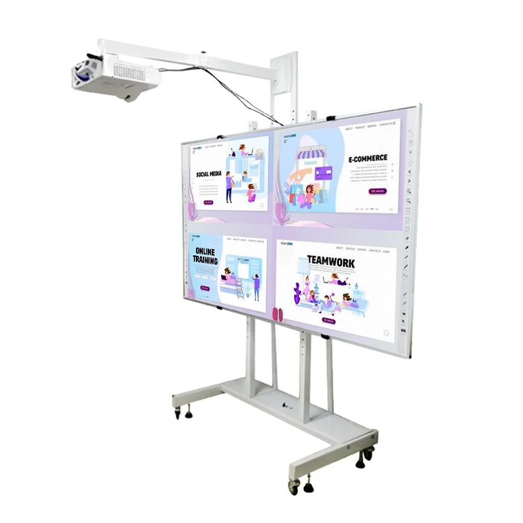 Educational Equipment 82 86 96 106 Inch Support Finger Touch Screen Smart Board Interactive Whiteboard with a Projector