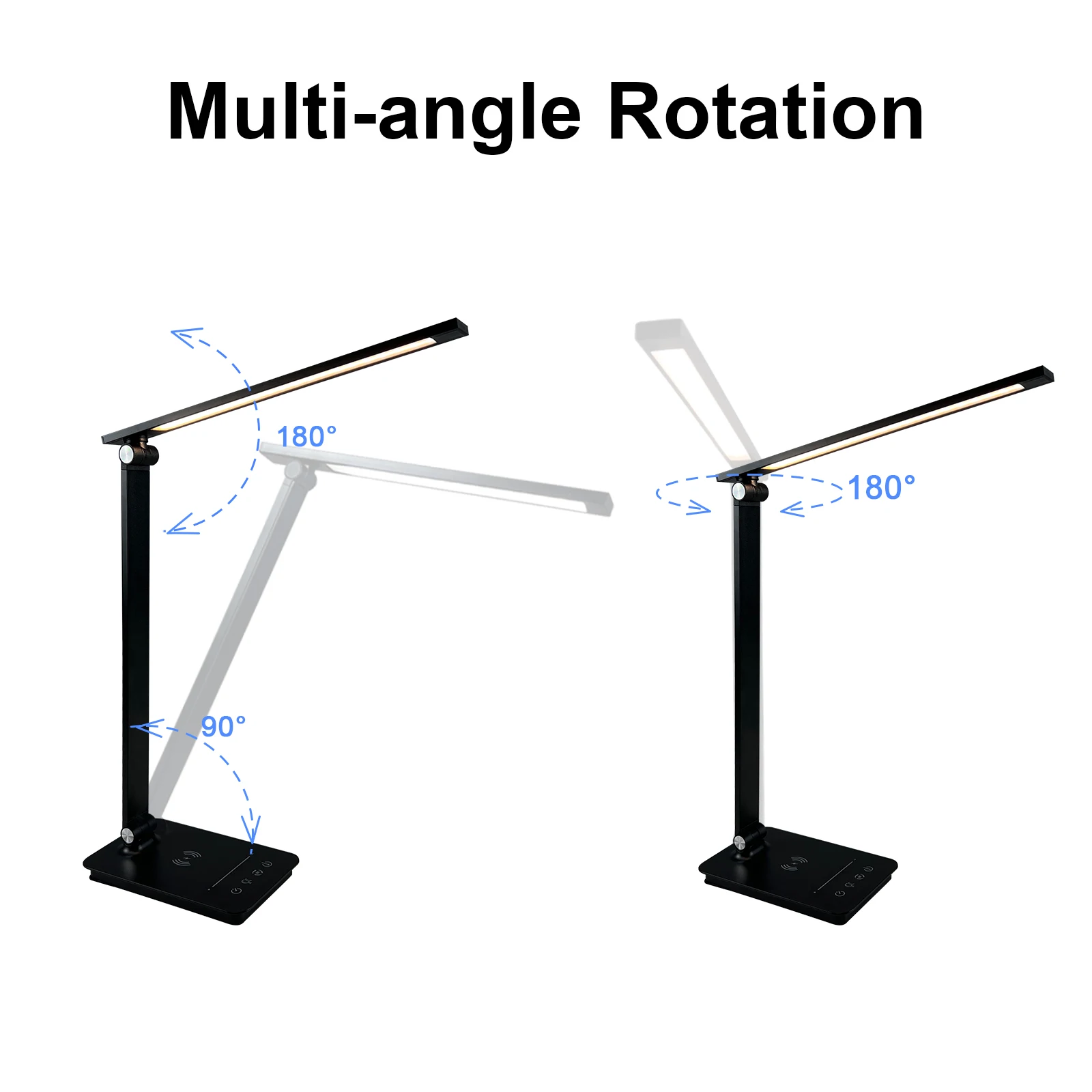 Modern Metal Dimmable Touch Sensor LED Desk Lamp USB Battery with Wireless Charger for Office or Home