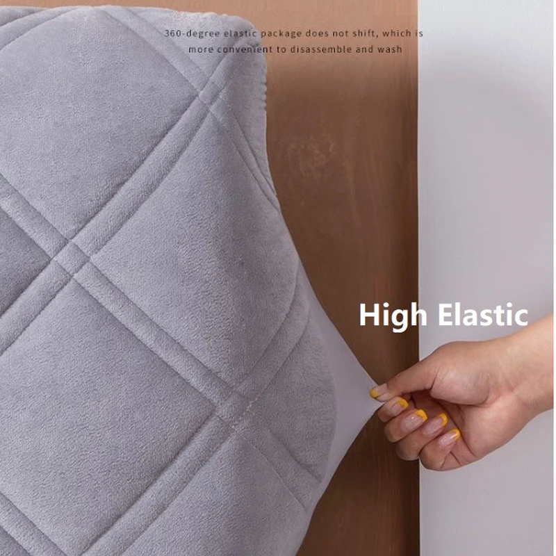 Luxury Soft Thicken Velvet Quilted Headboard Cover All-inclusive Short Plush Quilting Bed Head Cover Solid Color Backrest Cover