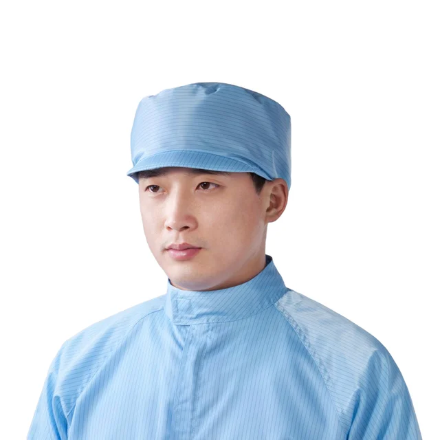 5mm Stripe Polyester Fabric Washable Cleanroom ESD Hat ESD Work Cap ESD Antistatic Safety Cap