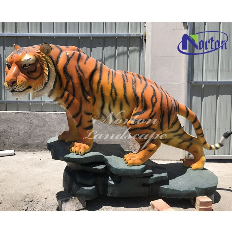 リアルな虎の彫刻｜庭や公園の装飾に最適な銅製像販売