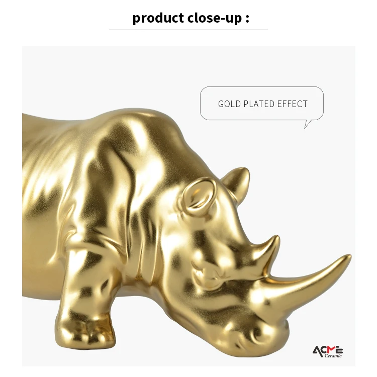 Minimalist Home Decor Ceramic Animal Rhinoceros Ornament Fopearling