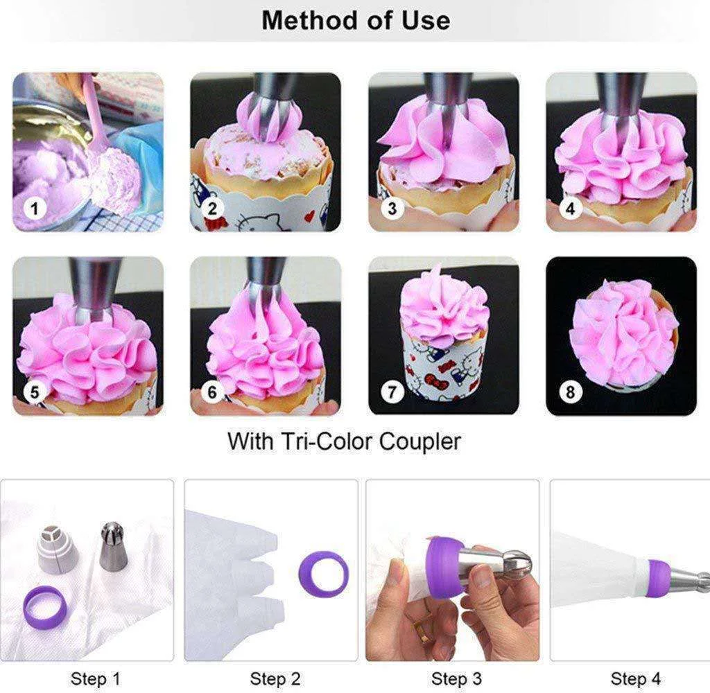 Amazon.com: Large Cake Decorating Icing Piping Tip Set with Square Round  Frech Star Pastry Tips for Frosting Cake Cupcake Cookie Eclairs Churros:  Home & Kitchen