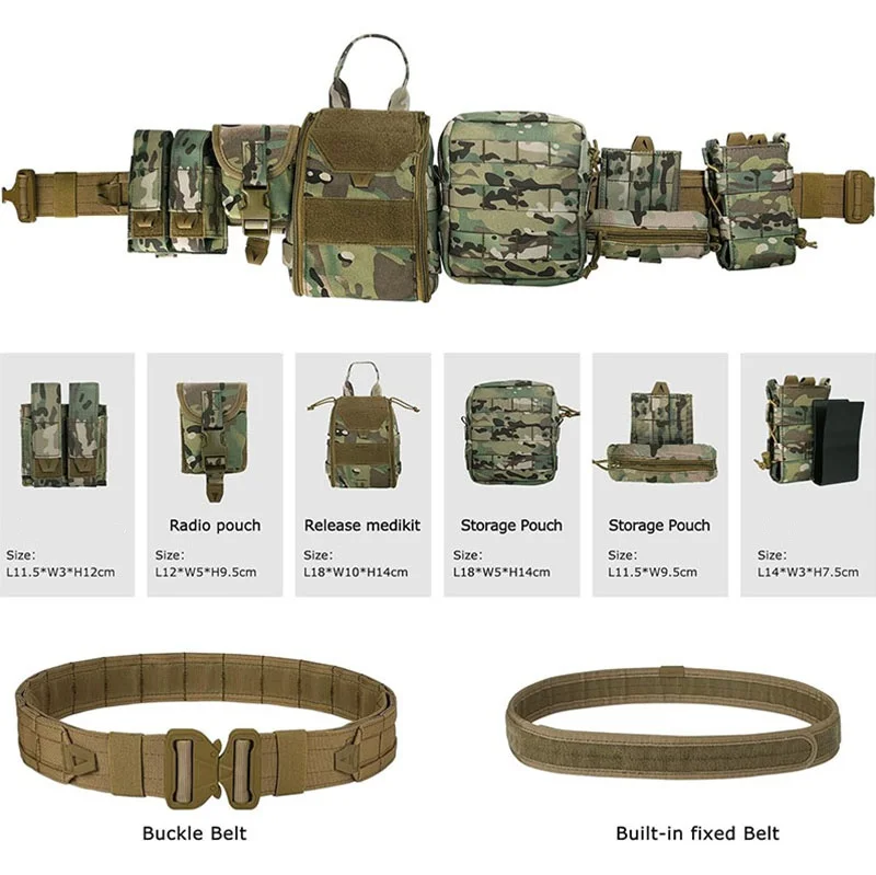 Wholesale Multifunctional Sport Enthusiasts Tactical Belt Fashionable Wear-resistant Duty Belt Quick-Release with Pouches