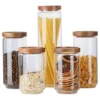 Acacia wood glass storage jar