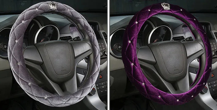 Cute lady girls car steering wheel cover with crown