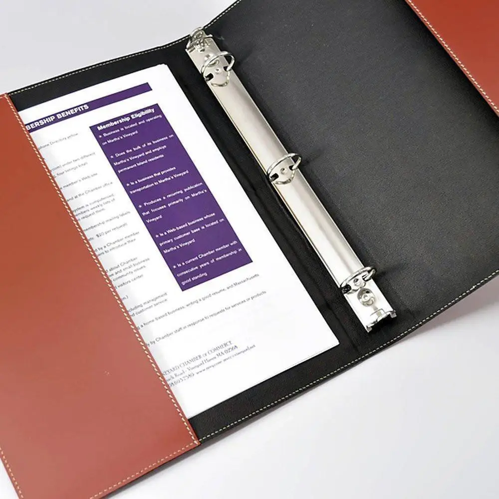 Letter Size File Folder Organizer Faux Leather 3 Ring Binder for Holding Documents