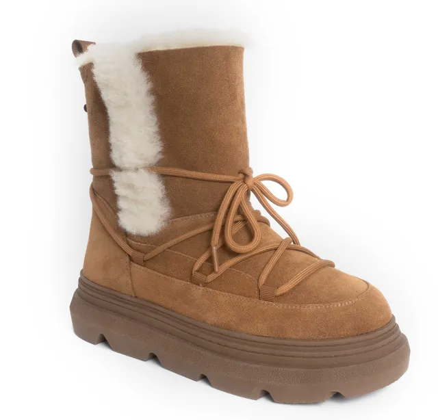 YZY wholesale OEM New arrival synthetic fur and khaki women cow suede outdoor and snow boots