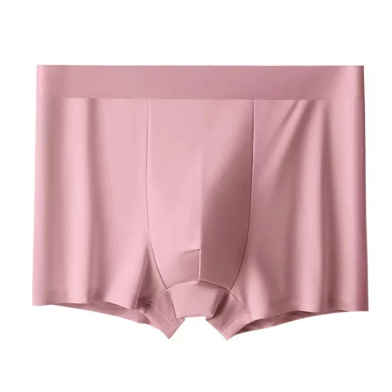 Underwear Boxers for Men Solid Color Beach Swimming Cool Silk Feeling Panties Summer Non-sensory Naked Feeling Seamless