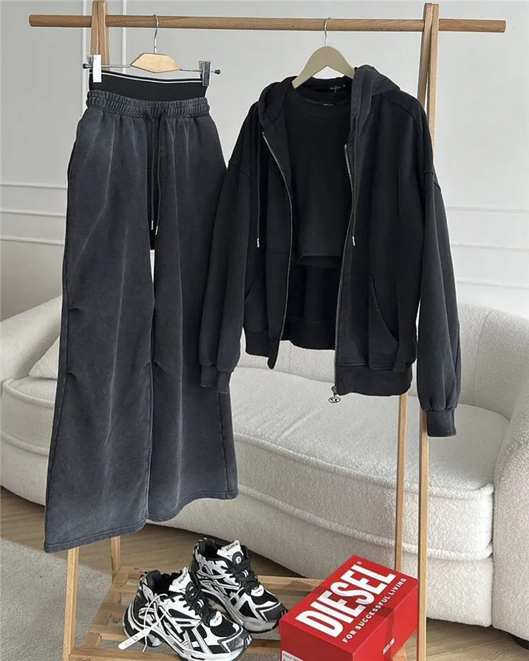 Daily Casual Zip-up Shirt and Shorts Three-piece Set