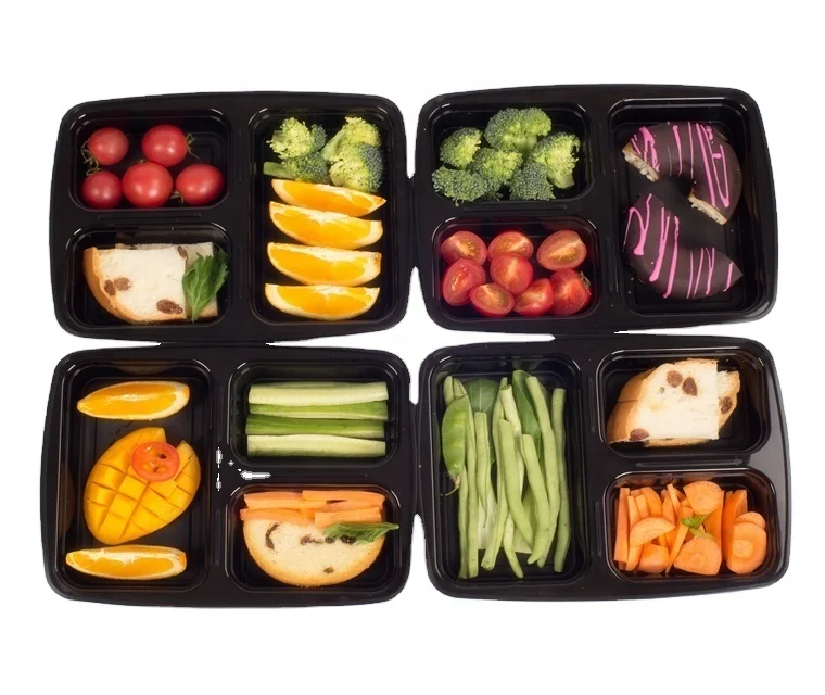 Freshware 15-Pack 3 Compartment Bento Lunch Boxes with Lids - Meal Prep