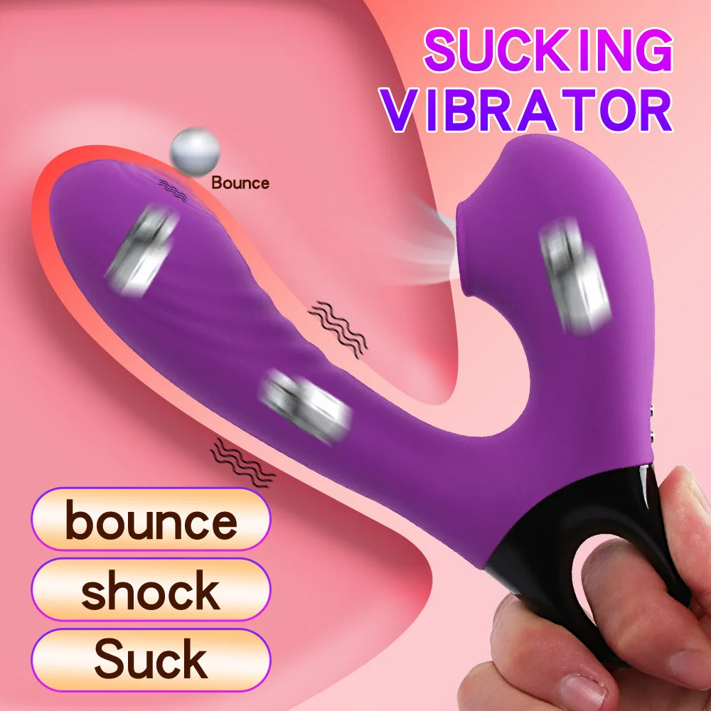 Strong Earthquake Sucking Massage Stick Vibrator 10 Frequency Vibration & 5 Frequency Sucking Female Masturbator Adult Sex Toy_voghion.com