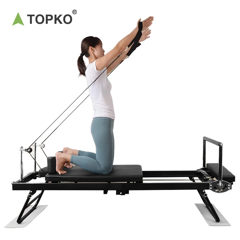 TOPKO Home Use Portable Pilates Reformer Machine for Beginner Yoga Fitness Adjustable Foldable Pilates Reformers