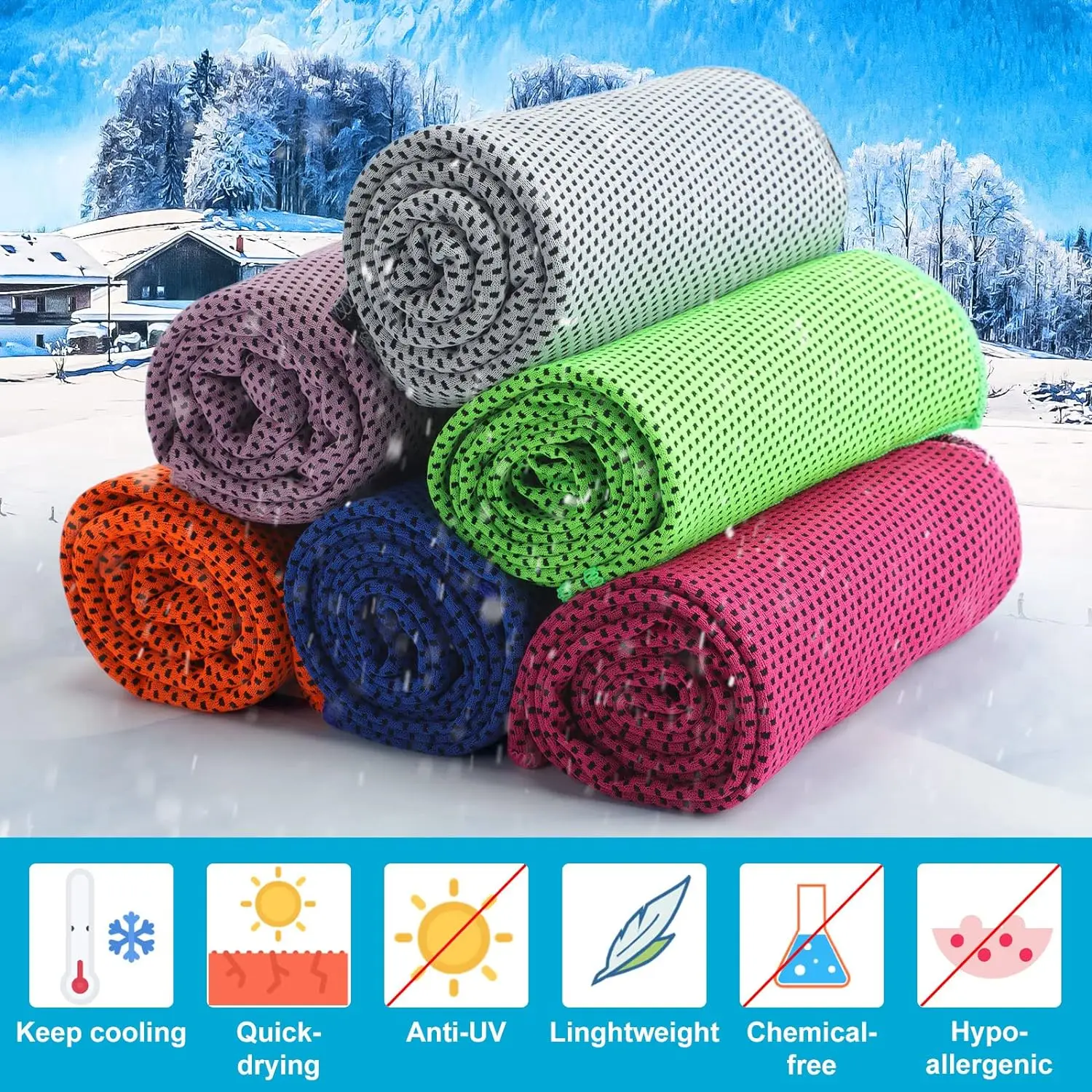 Custom Instant Cooling Microfiber Neck Towel Eco-Friendly Plain Style for Hot Weather Logo Imprinted Ice-Cold Effect factory