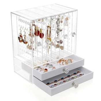 Hanging Jewelry Stand Storage for Necklace Earrings Large Capacity Transparent Plastic Gift Acrylic Dust Display Case