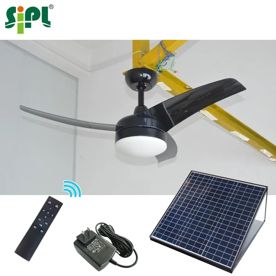 Highest Quality Home Appliance 42 Inch 40W Hybrid Solar Powered Brushless DC Motor Ceiling Ventilation Cooler Fan with LED Light