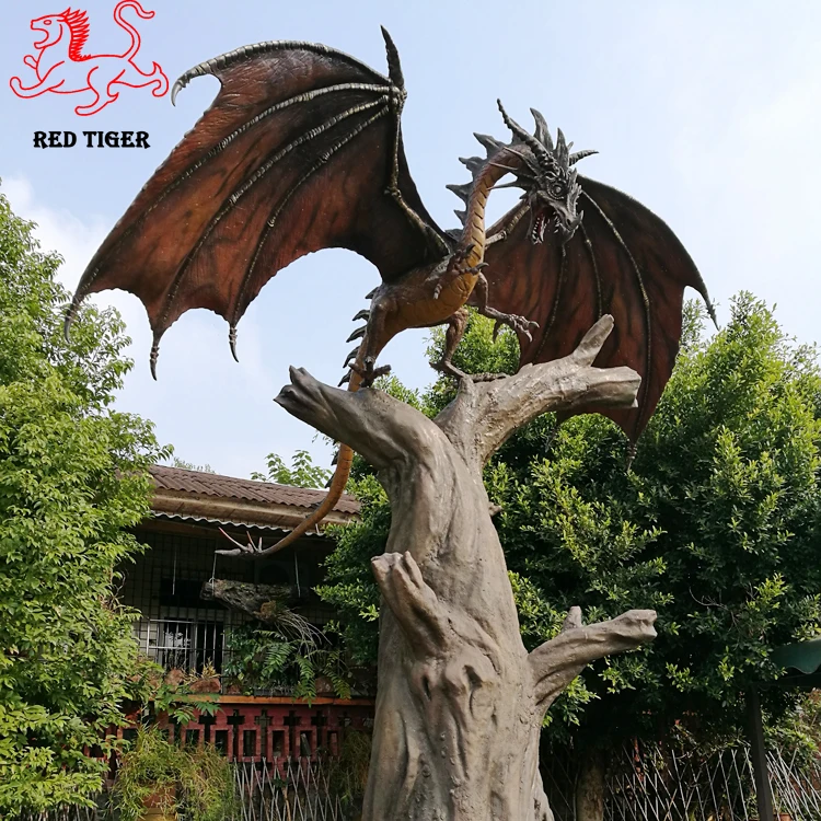 Outdoor life size fiberglass dragon for sale