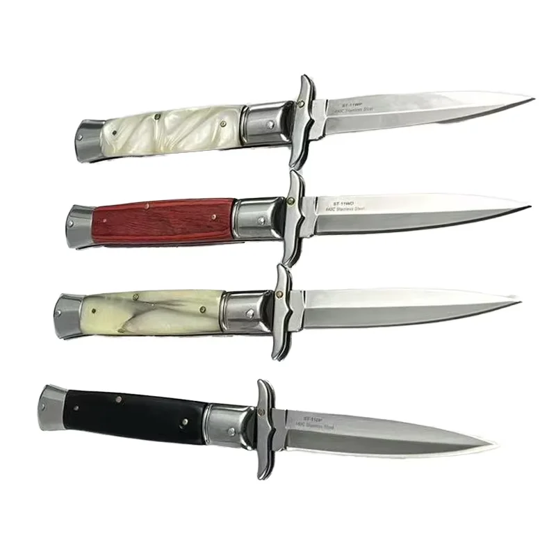 Self Defense  Sliding  Push Button Camping Hunting Knife sharp Stainless 3cr13tactical Survival Outdoor Folding Pocket Knife