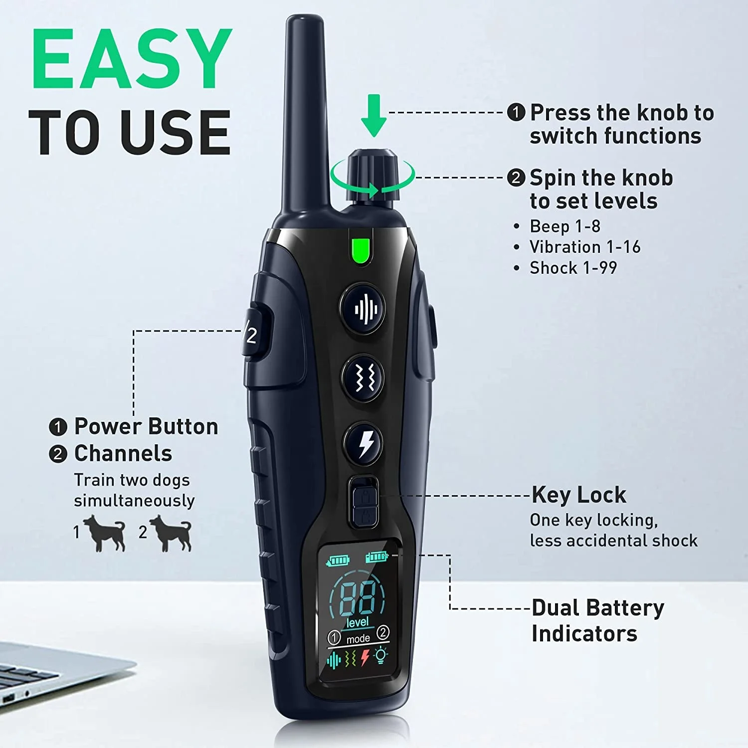 4000FT Dog Shock Collar With Remote Training Collar Rechargeable Anti Bark Collar Alibaba