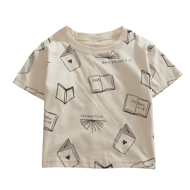 South Korea children's wear 2021 summer new children round collar T-shirt girls cotton short sleeve trend.jpg