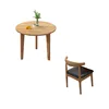 80cm round table with 4 horn-shaped chairs (natural wood color)