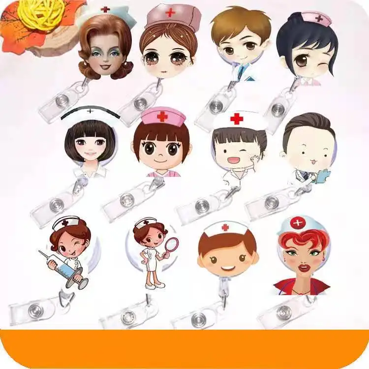 YIWU Wholsales Custom Heavy Duty Nurse Badge Reels Retractable Keychain with Logo ID Card for Medical holder